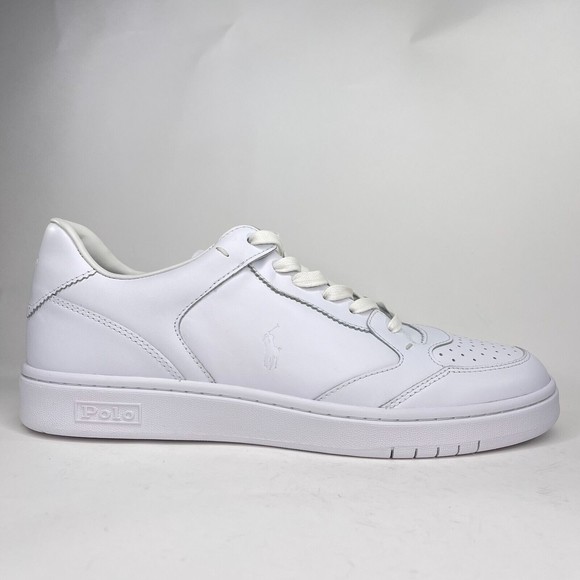 Polo Ralph Lauren Mens Court LUX ALL White Leather Sneakers Size 11 17953